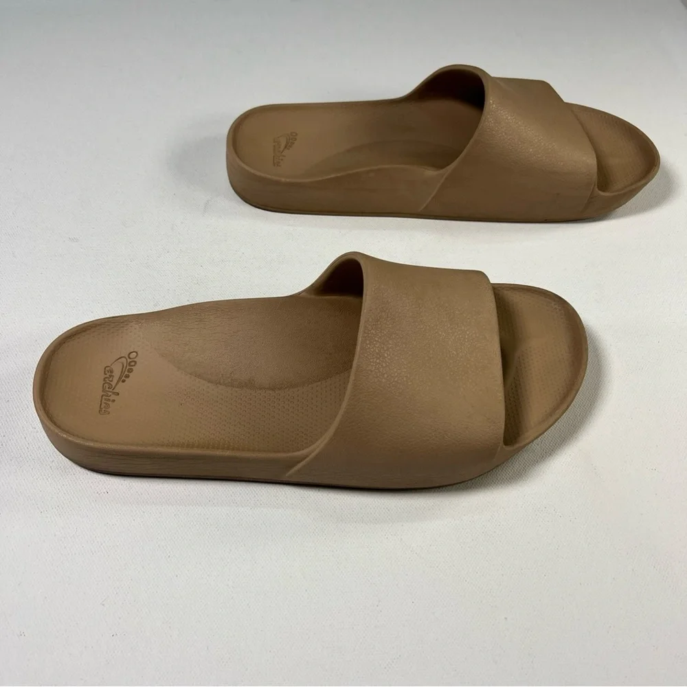 Archie's Arch Support Slide Sandals Tan Taupe Beige Nude Mens 8 Womens 9 - Picture 5 of 13